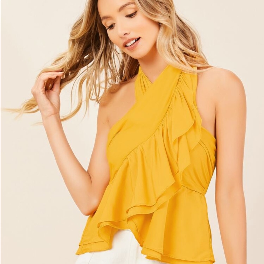 NEW  Ruffle Trim Halter Top